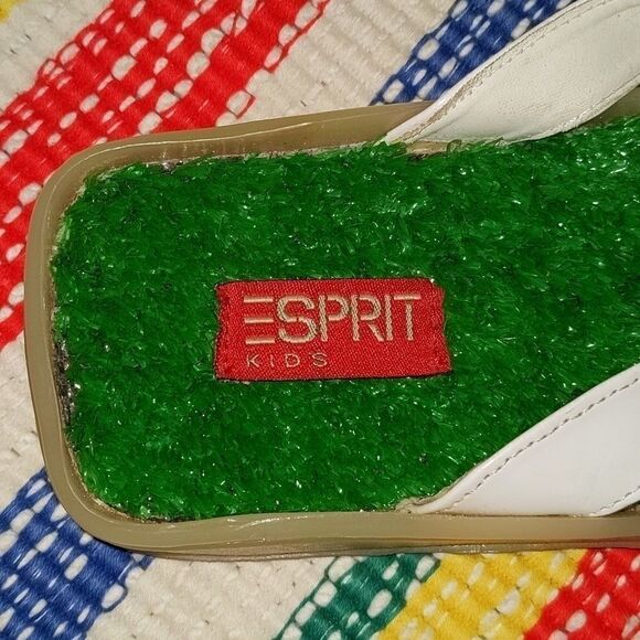 Esprit Kids Vintage Sandals Girls‎ Butterfly Green Sparkle Flip Flops Size 4 - Picture 3 of 6